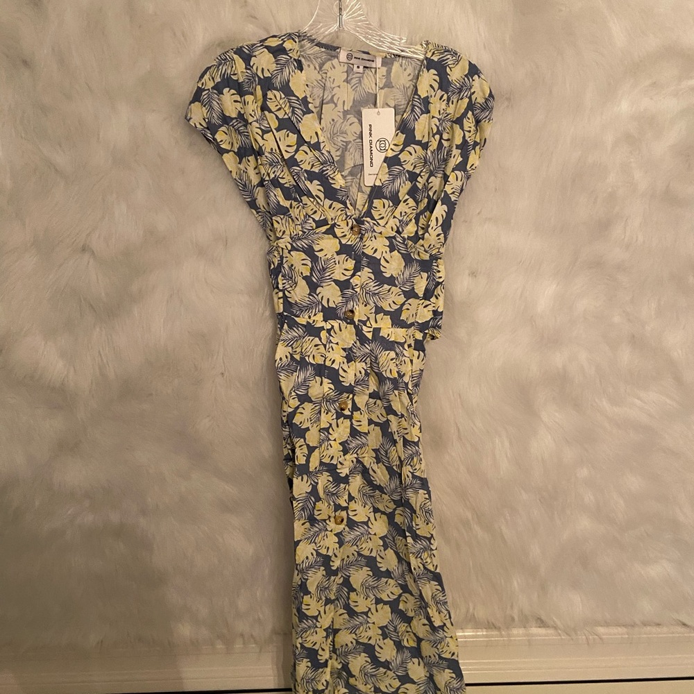 Pink Diamond Tropical Midi Dress